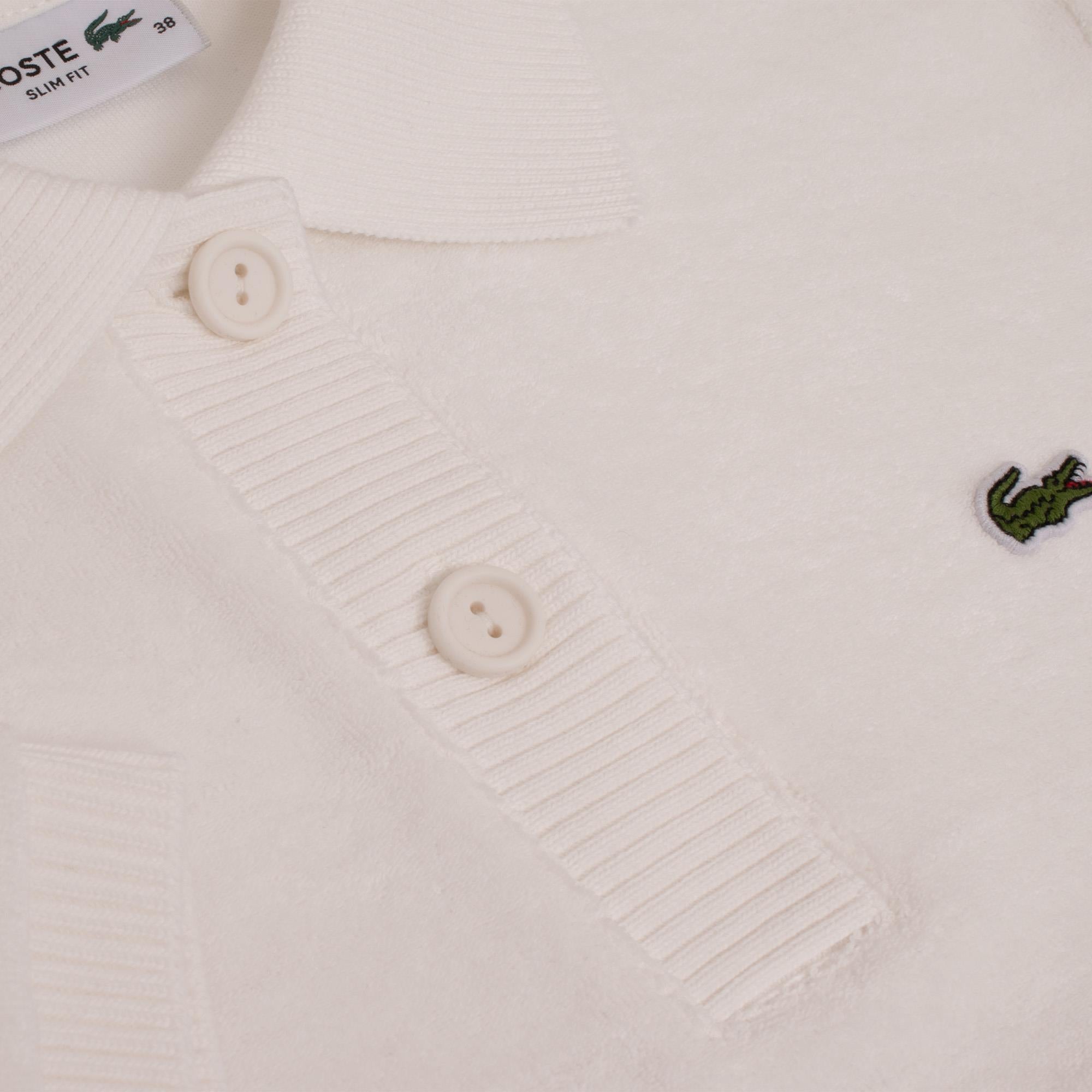 Ladies Lacoste Slim Fit Terry Towelling Polo Shirt White